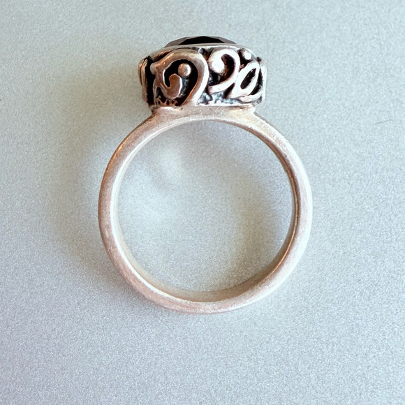 Silpada Classic 3 CT Smokey Quartz Sterling Silver 925 Filigree Retired Ring - Picture 9 of 12